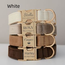 Collar Velvet Leash Set & Bow With Multiple Color and Personalize (Option: White-L)