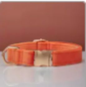 Collar Velvet Leash Set & Bow With Multiple Color and Personalize (Option: Orange-M)