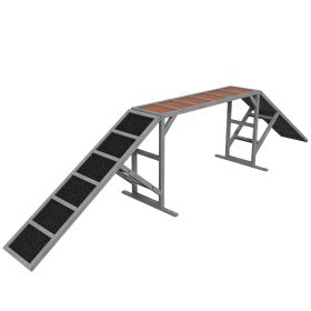 Training Ramp For Walk & Pause Agility With Non-Slip Surface & Safety Bar, Gray (Option: Gray)