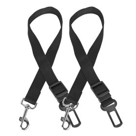 Seat Belt 2 pc. Adjustable Leash Vehicle Seatbelt Strap (Option: Black-2Pc)